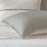 Nea Cotton Printed Duvet Cover Set with Trims Off White & Gray