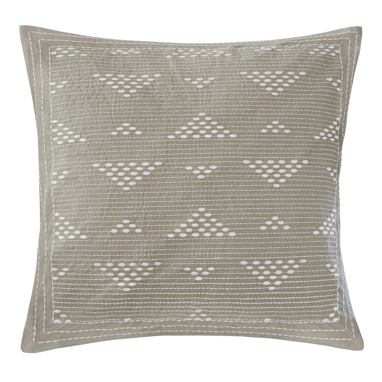 Cario Embroidered Square Pillow Taupe