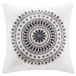 Fleur Embroidered Square Pillow Navy