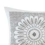 Sofia Cotton Embroidered Decorative Square Pillow Grey
