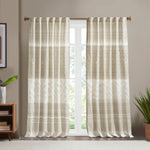 Mila Cotton Printed Curtain Panel with Chenille detail and Lining Taupe