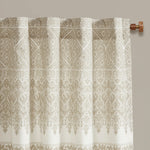 Mila Cotton Printed Curtain Panel with Chenille detail and Lining Taupe