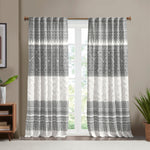 Mila Cotton Printed Curtain Panel with Chenille detail and Lining Gray