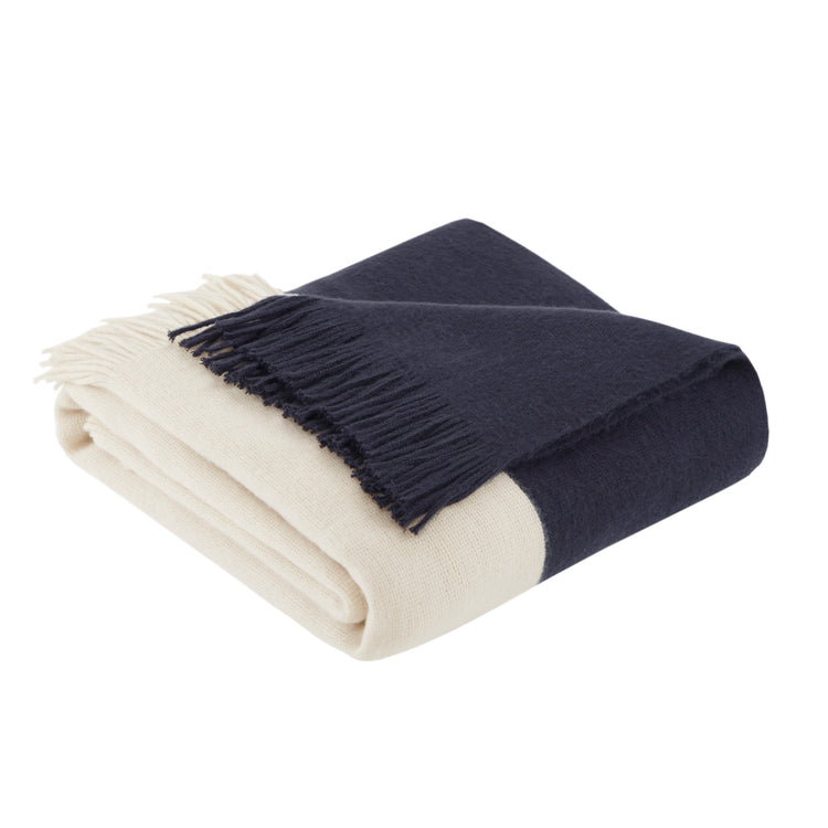 Halmstad Color Block Faux Cashmere Throw Navy