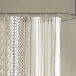 Imani Cotton Printed Shower Curtain with Chenille Ivory