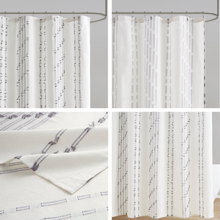 Kara Cotton Jacquard Shower Curtain Ivory