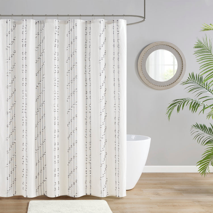 Kara Cotton Jacquard Shower Curtain Ivory