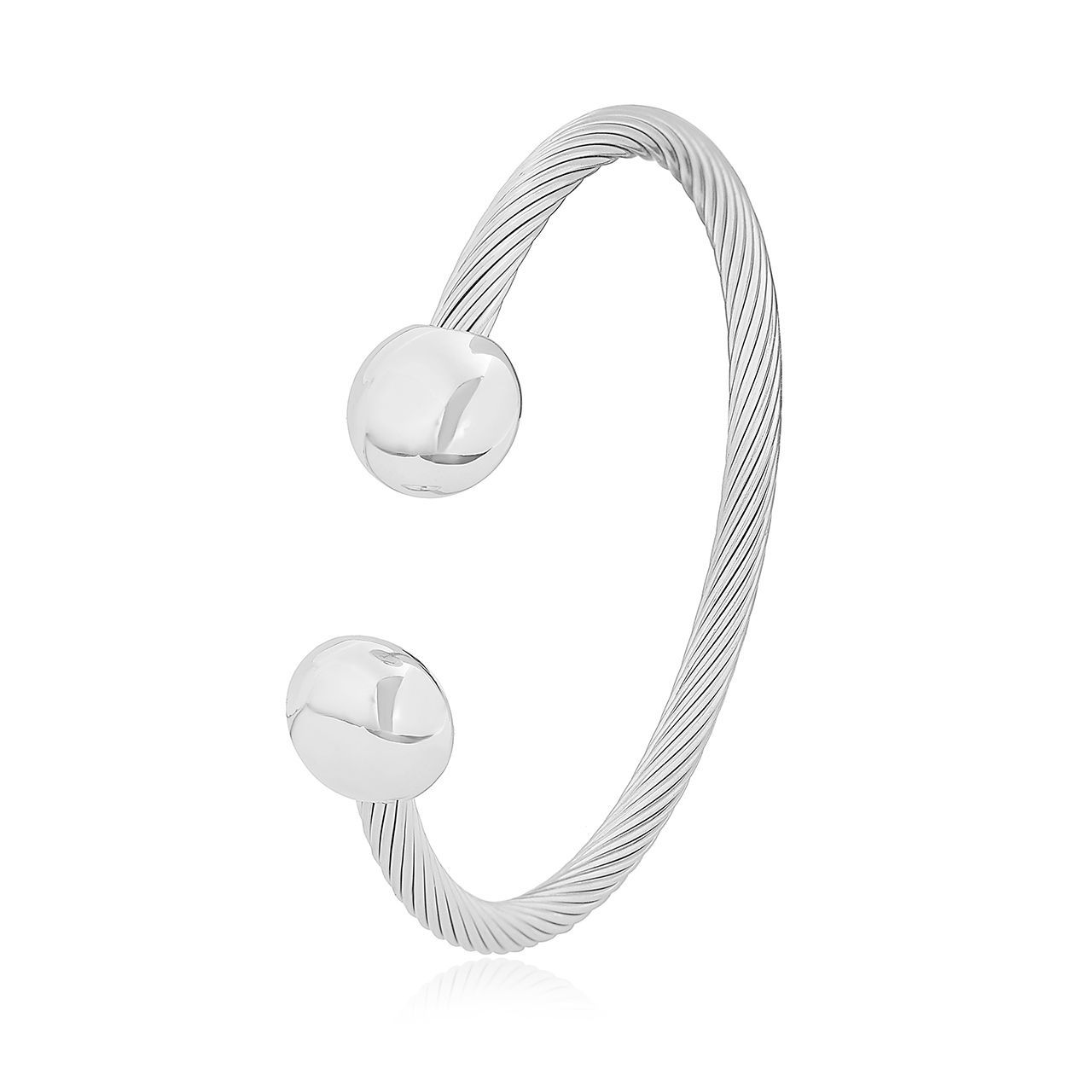  Gemesis Jewels by Edforce Bold Cable Wire Cuff Bracelet - Silver - Bonton