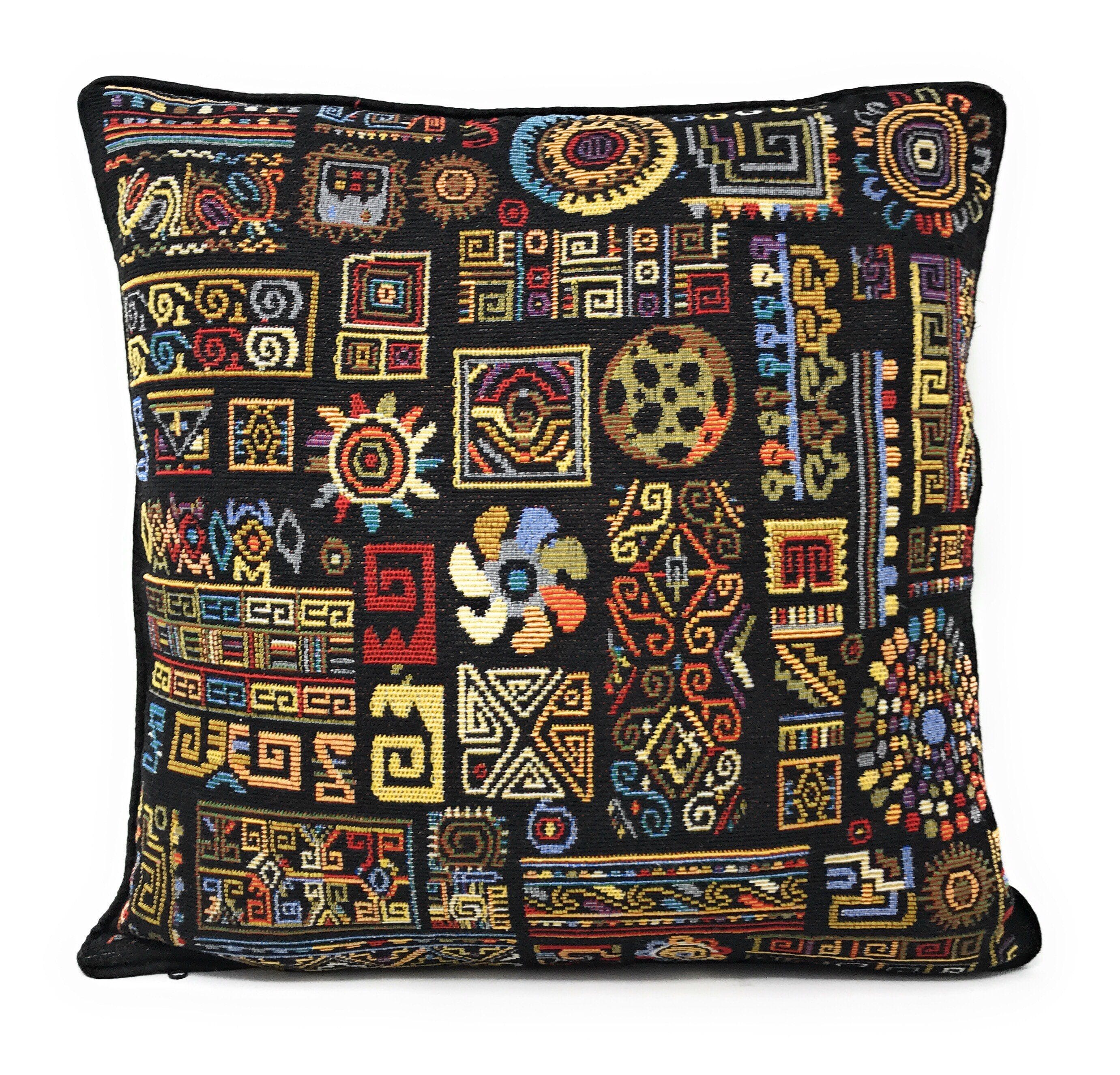  DaDa Bedding Collection DaDa Bedding Ethnic Ornaments Geometric Black Tapestry Throw Pillow Covers 16