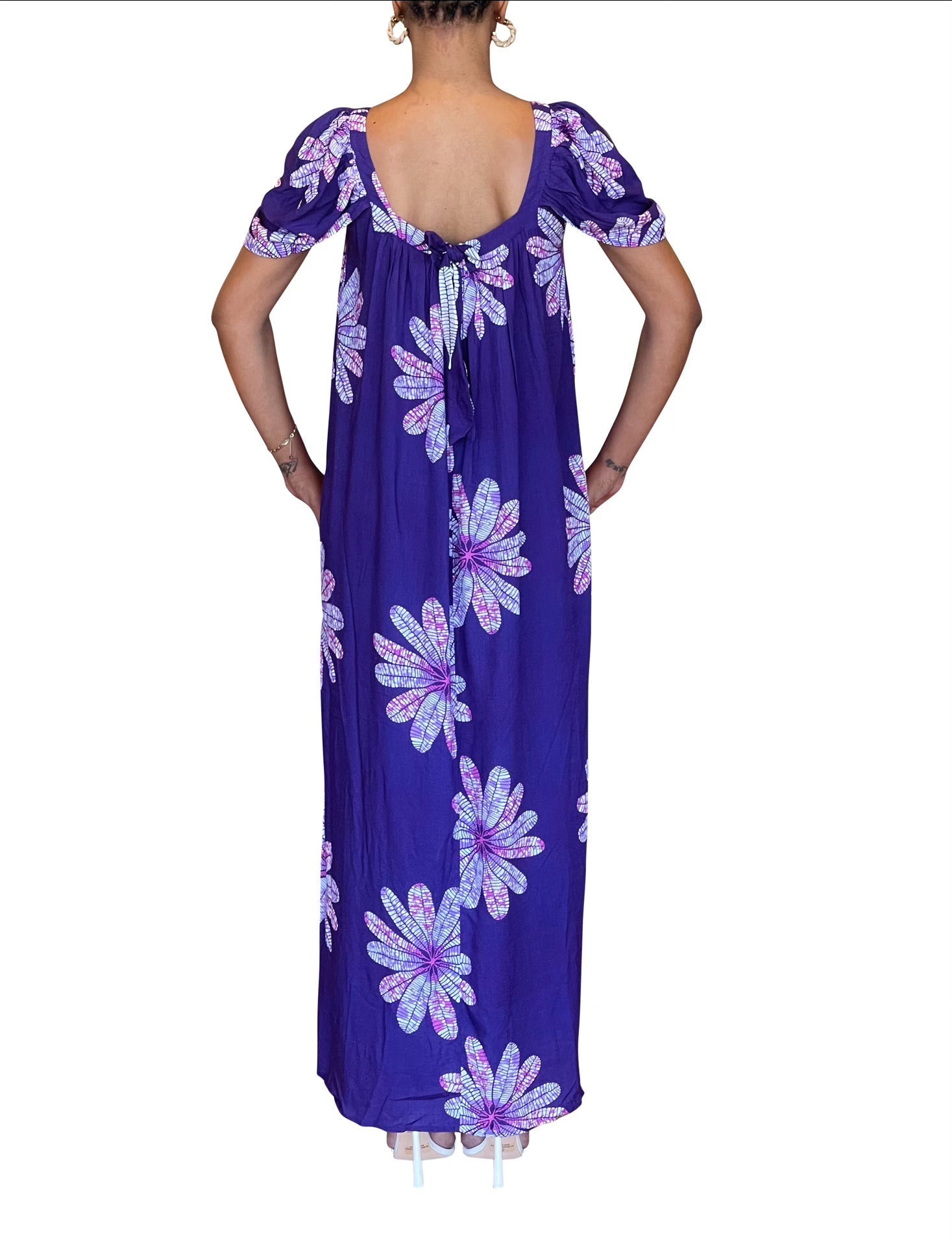  ChicNiCity POPPI Tulip Sleeve Flowy Maxi Dress 1 - PURPLE - Bonton