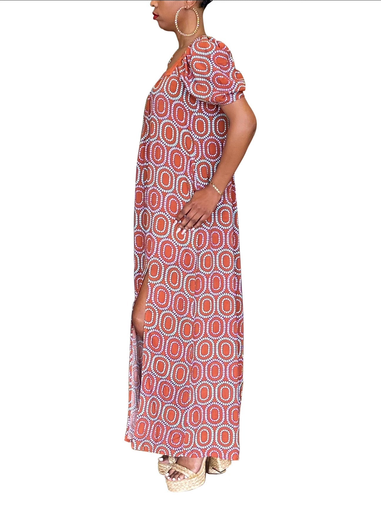  ChicNiCity POPPI Tulip Sleeve Flowy Maxi Dress - LIGHT BROWN - Bonton