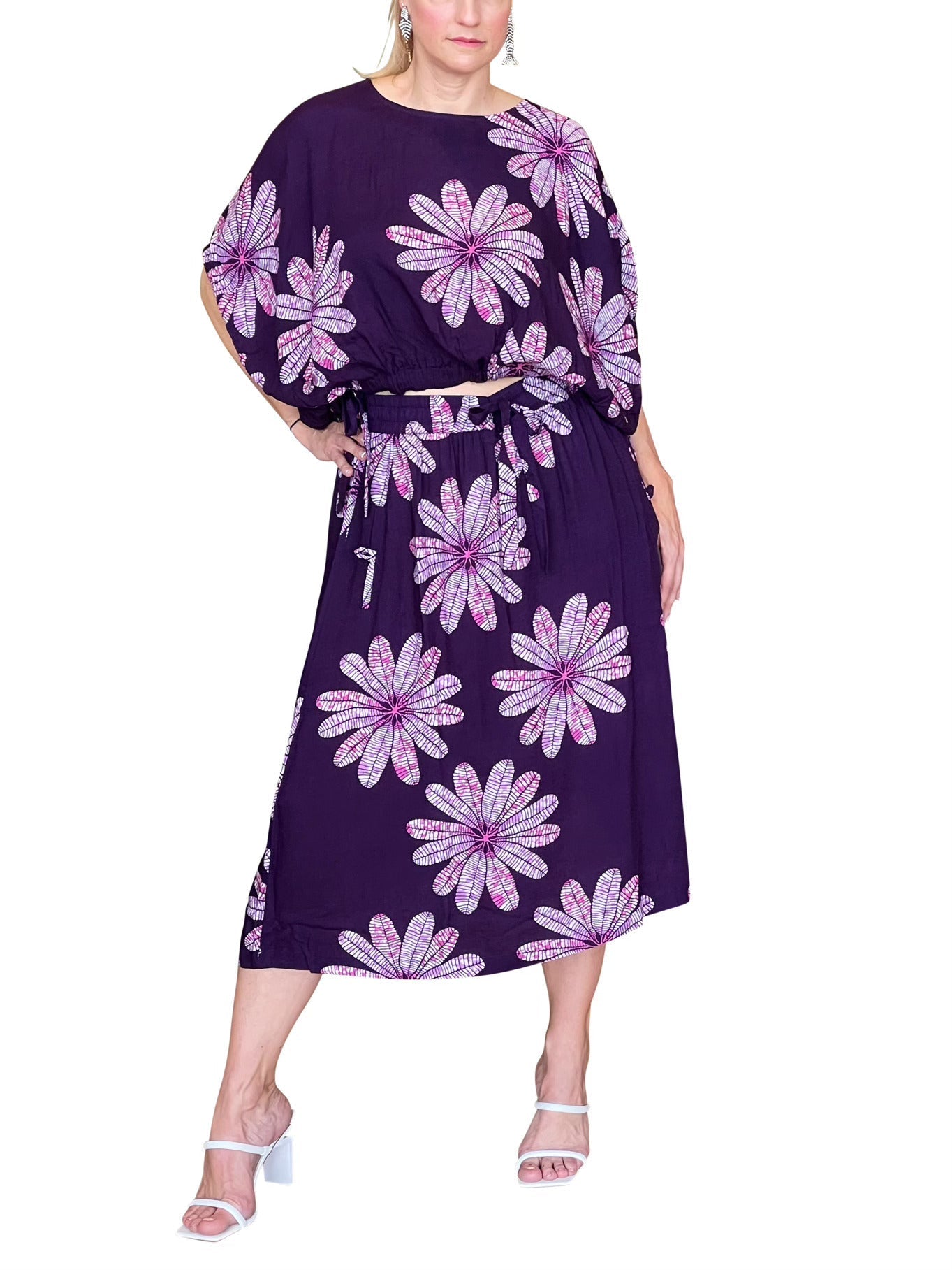  ChicNiCity MAICI Pull On A-Line Midi Skirt 1 - PURPLE - Bonton