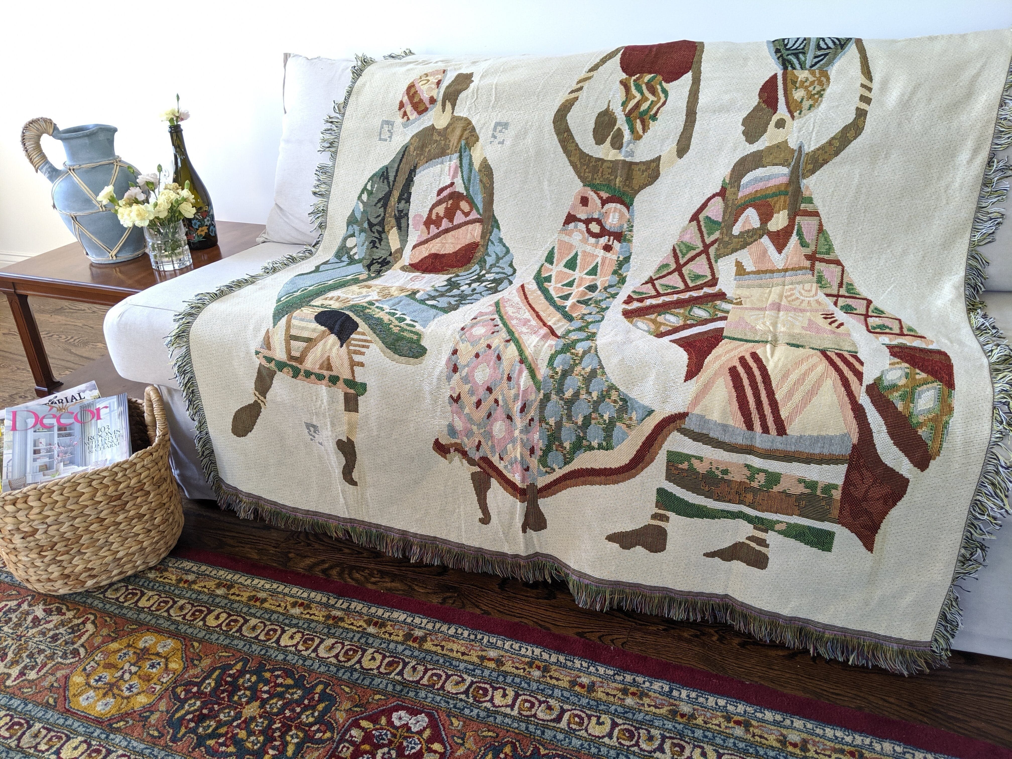  DaDa Bedding Collection DaDa Bedding Elegant Tapestry Throw Blanket, Dancing Women African Dreams - 50” x 60” (7173) by DaDa Bedding Collection - Default Title - Bonton