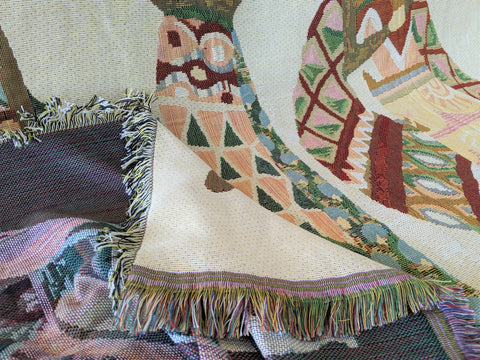 DaDa Bedding Elegant Tapestry Throw Blanket, Dancing Women African Dreams - 50” x 60” (7173) - DaDa Bedding Collection