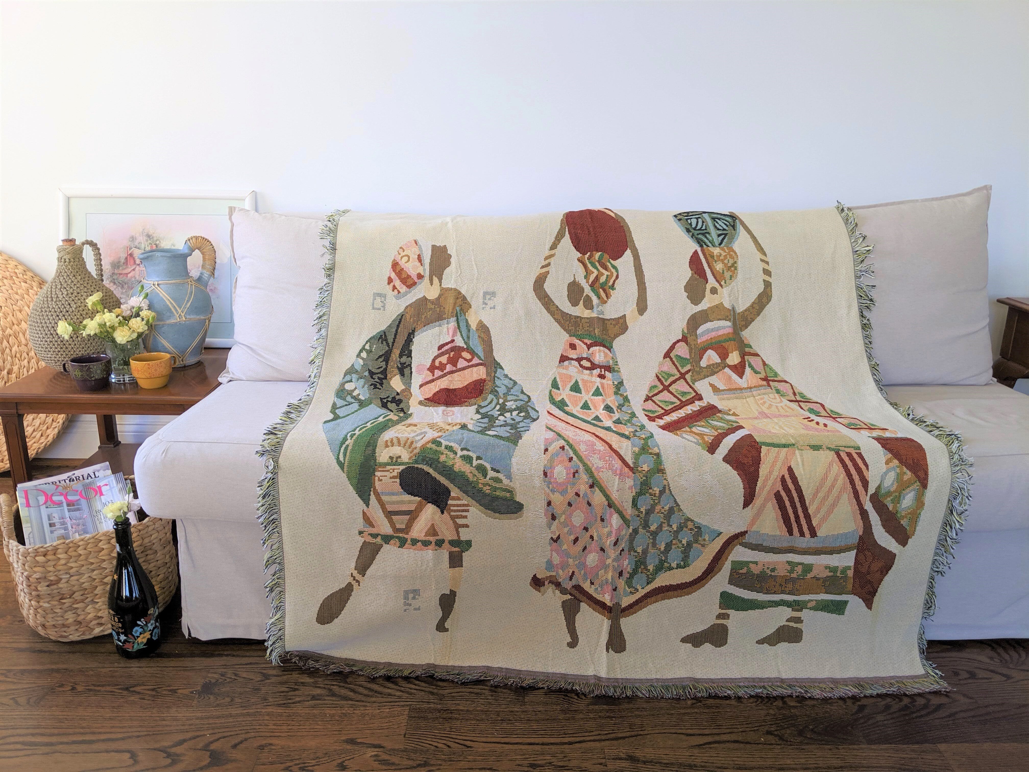  DaDa Bedding Collection DaDa Bedding Elegant Tapestry Throw Blanket, Dancing Women African Dreams - 50” x 60” (7173) by DaDa Bedding Collection - Default Title - Bonton