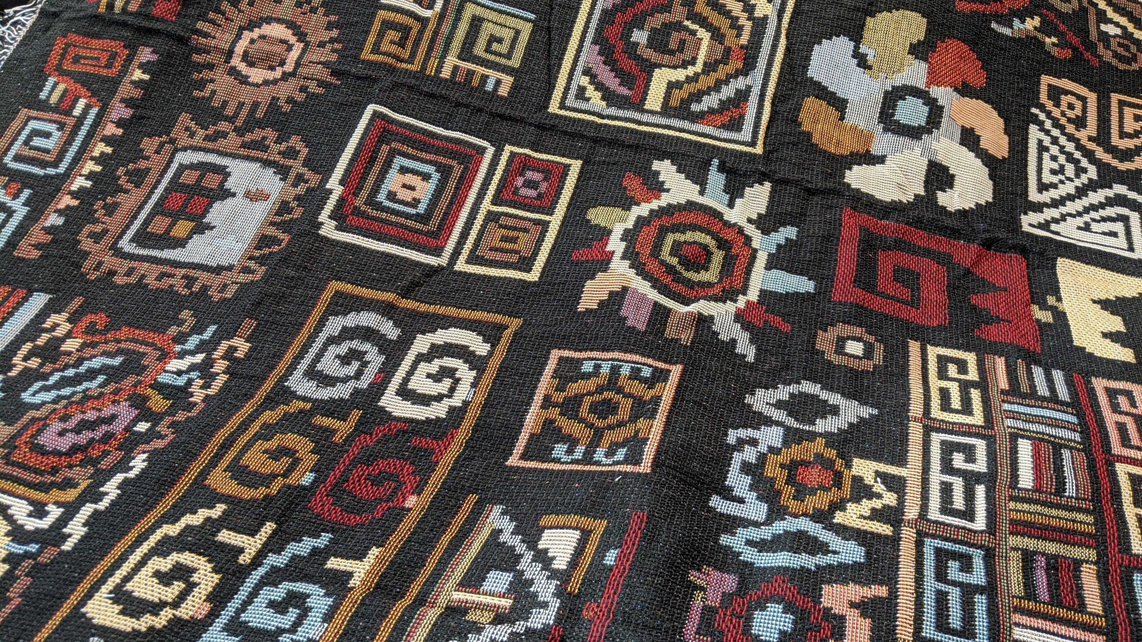  DaDa Bedding Collection DaDa Bedding Elegant Tapestry Throw Blanket, Ethnic Ornaments Geometric Black - 50” x 60” (7174) by DaDa Bedding Collection - Default Title - Bonton