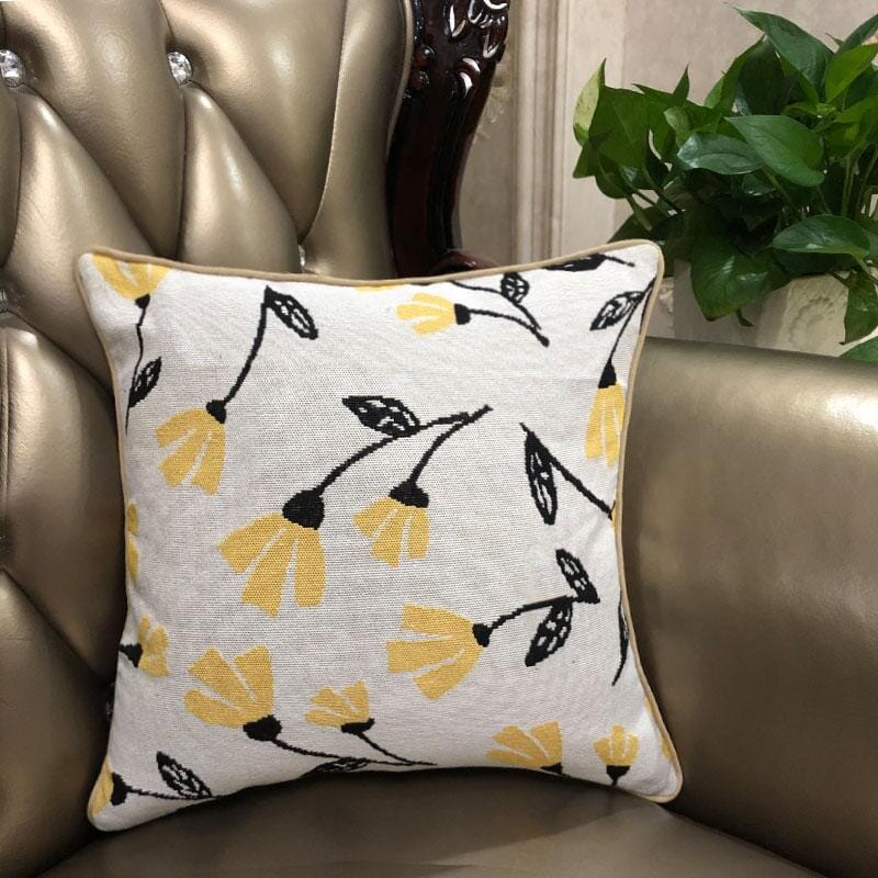  DaDa Bedding Collection DaDa Bedding Yellow Fleur Floral Botanical Spring Tapestry Throw Pillow Cover, 16