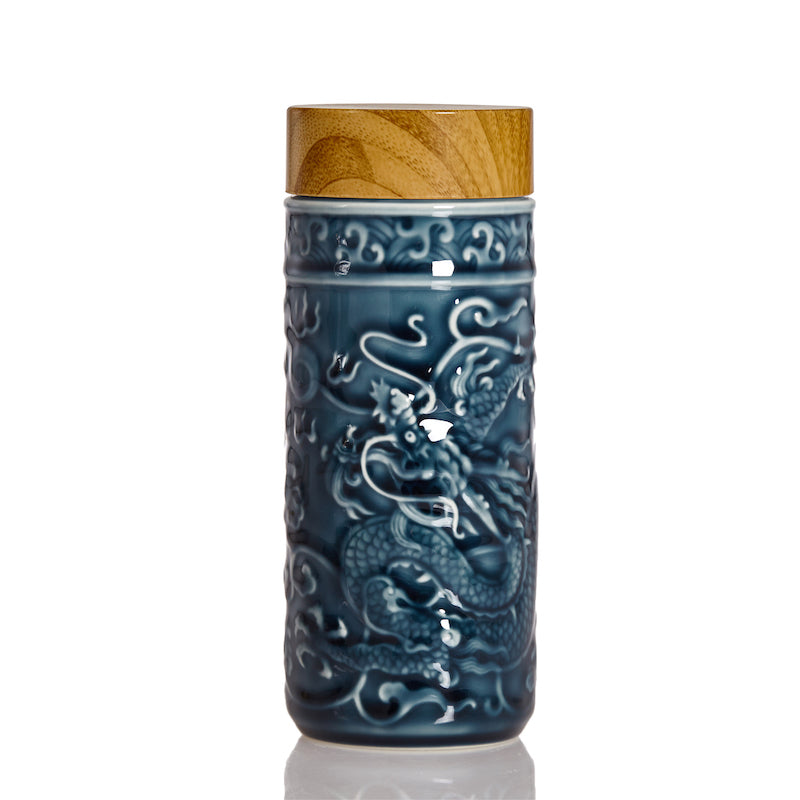  Acera Dragon Prosperity Ceramic Tumbler - Sapphire Blue - Bonton