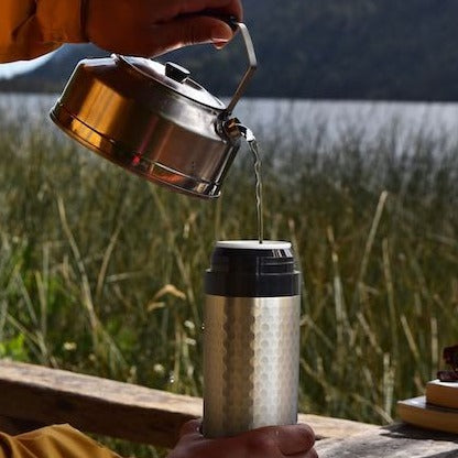  Acera Harmony Stainless Steel Travel Mug With Ceramic Core - Walnut wood with Brown Crest - Bonton