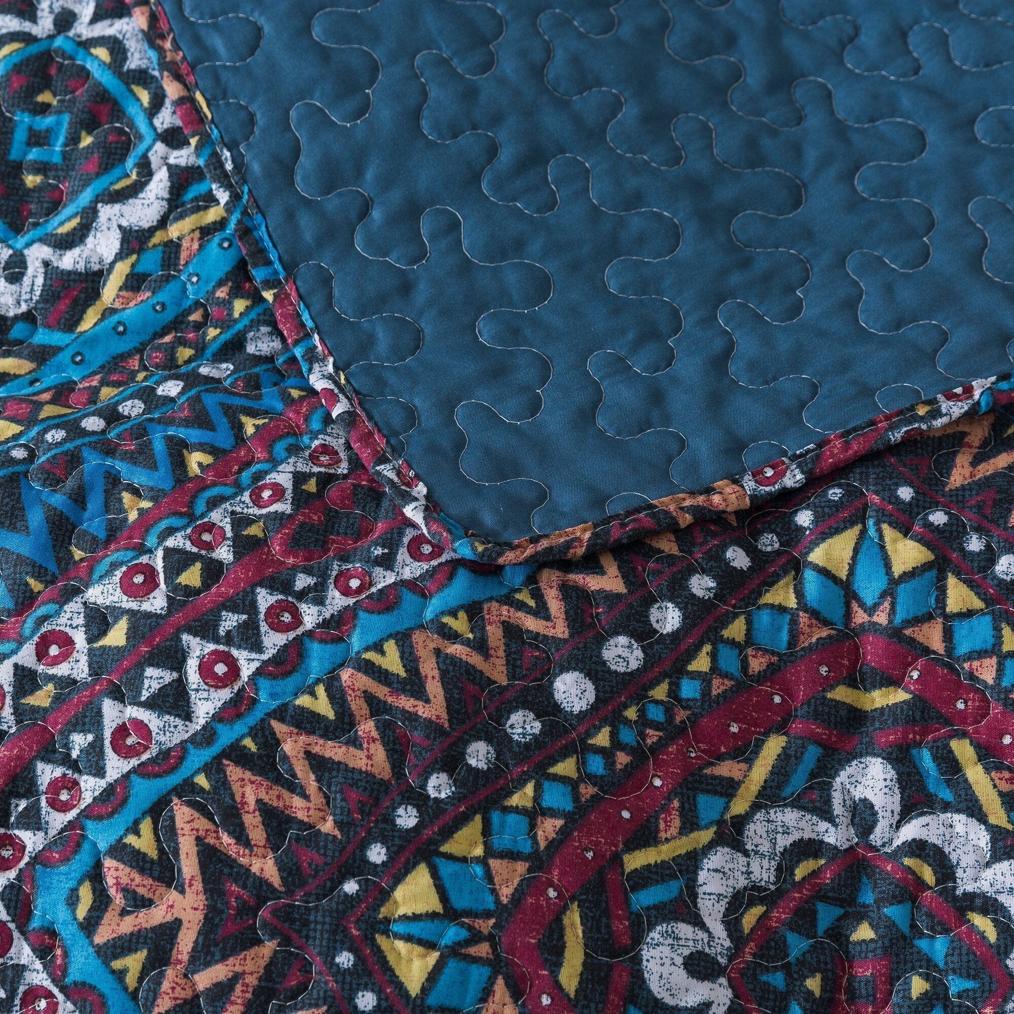  DaDa Bedding Collection DaDa Bedding Farmhouse Bohemian Native Rustic Navy Blue Geometric Diamond Shapes Bedspread Set (KSX-001) by DaDa Bedding Collection - Twin - Bonton