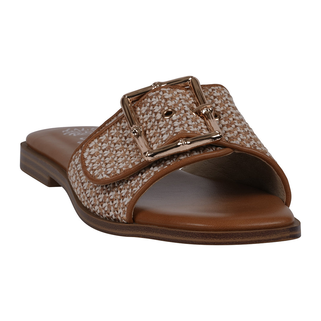  GC Shoes Women's Indie Natural Woven Buckle Flat Sandals - Natural - Bonton