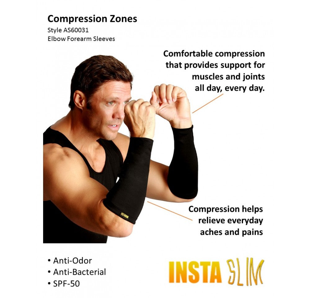  InstantFigure Insta Slim Unisex Compression Elbow Forearm Sleeves AS60031 - Black - Bonton