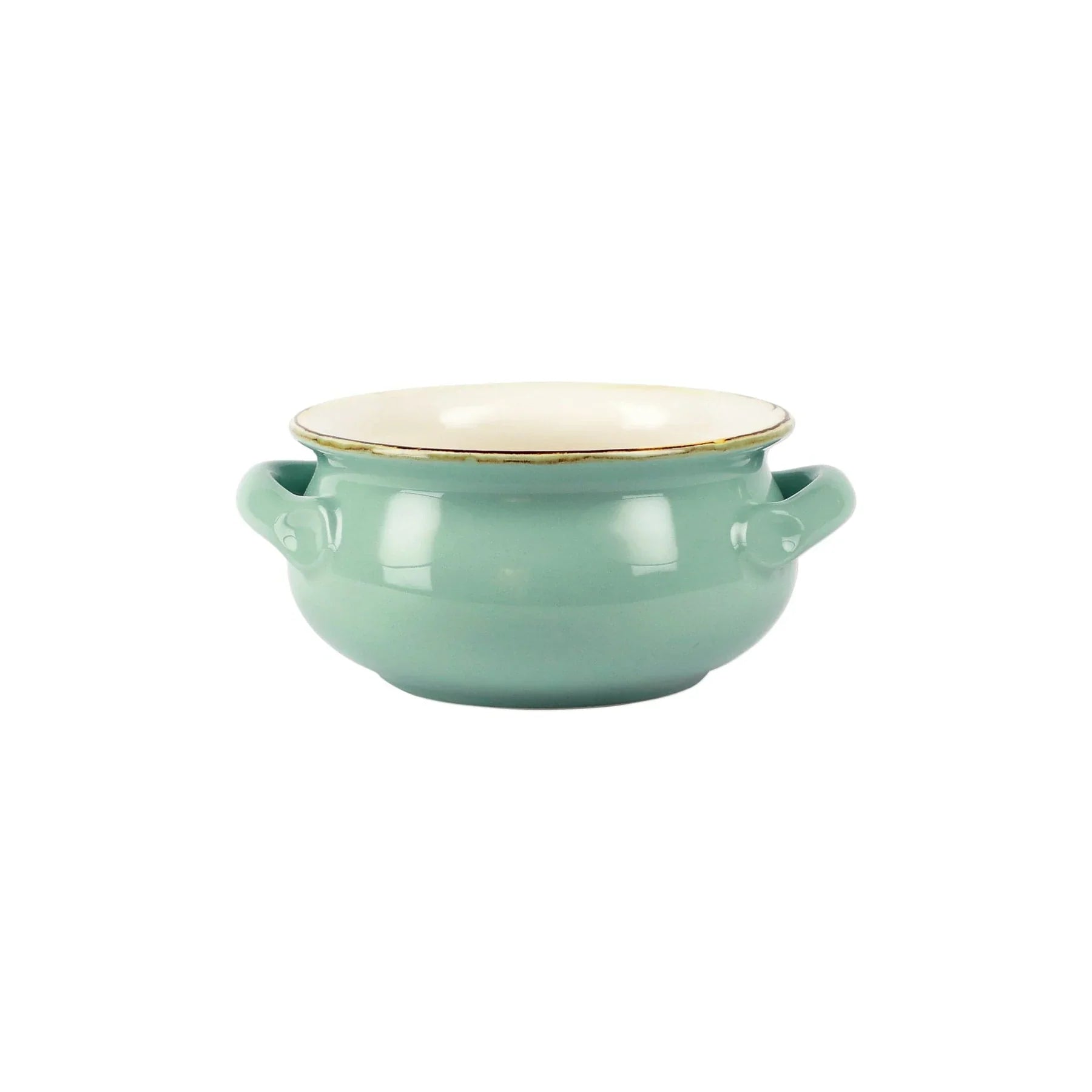  Vietri Italian Bakers Small Handled Round Baker - Aqua - Bonton