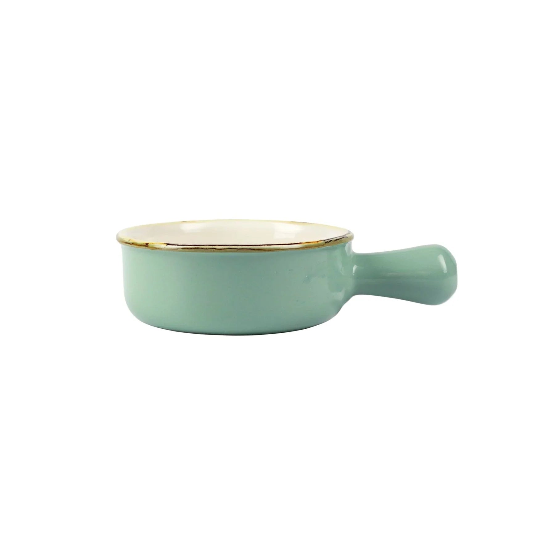  Vietri Italian Bakers Small Round Baker with Large Handle - Aqua - Bonton