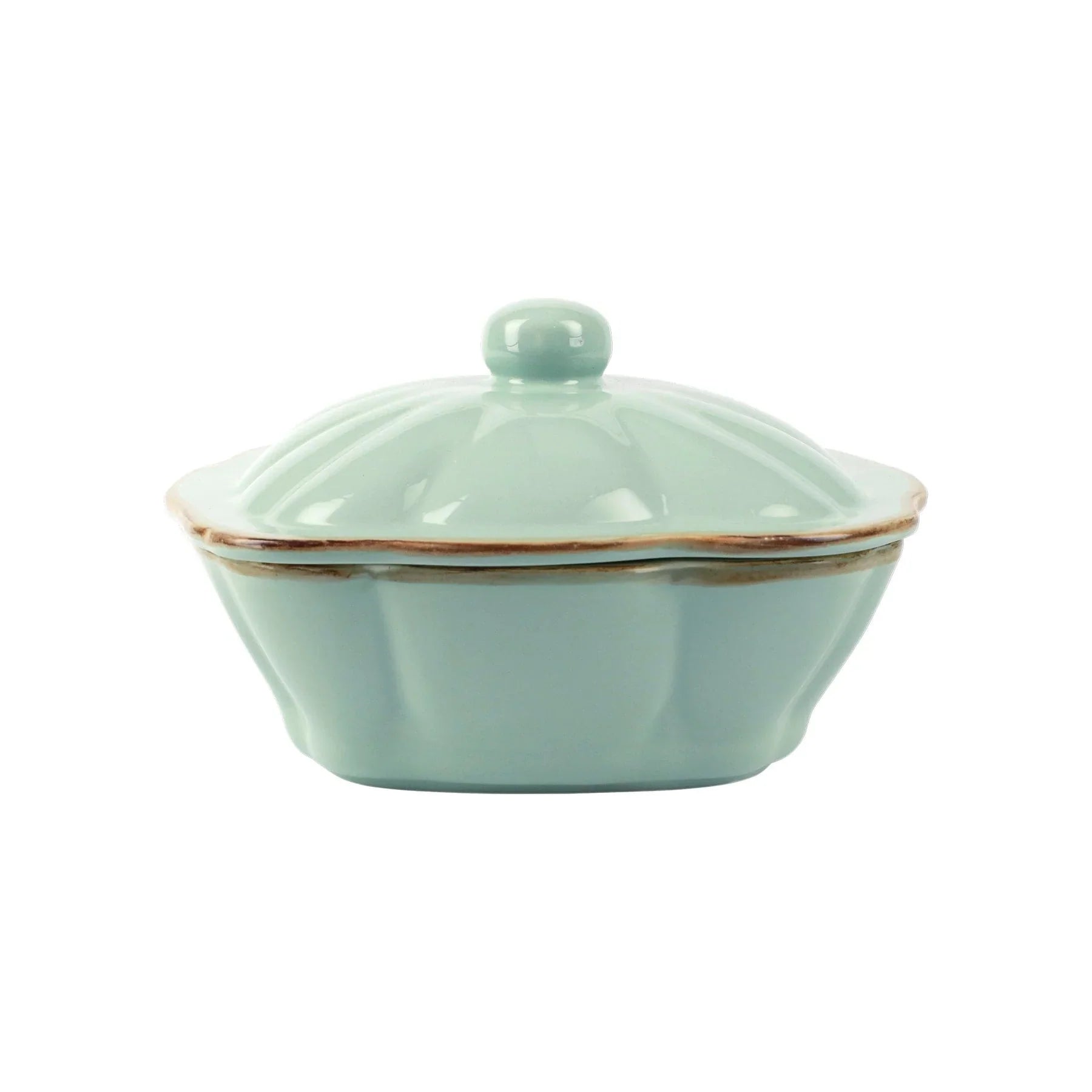  Vietri Italian Bakers Square Covered Casserole Dish - Aqua - Bonton