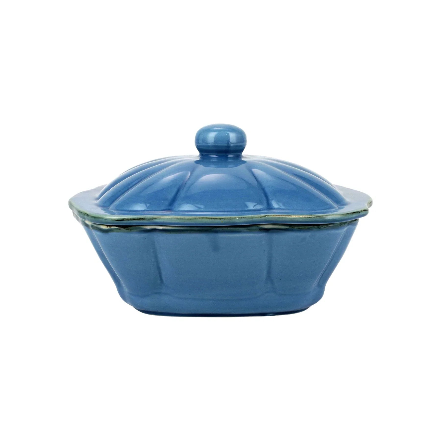  Vietri Italian Bakers Square Covered Casserole Dish - Blue - Bonton