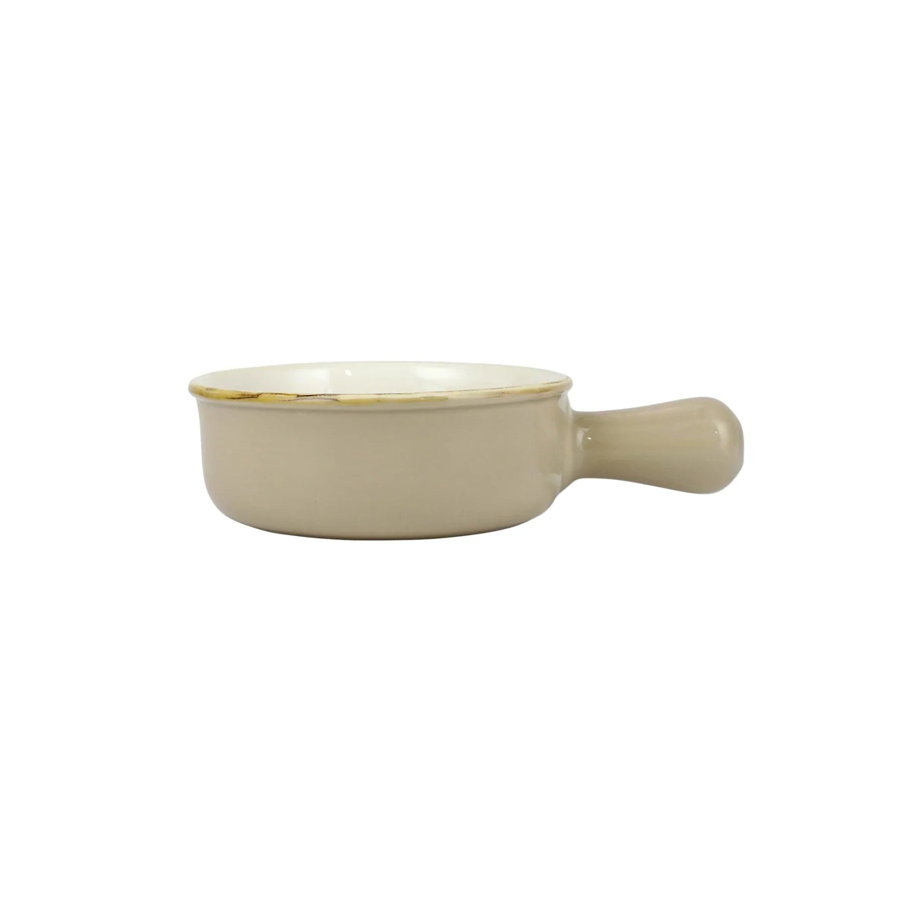  Vietri Italian Bakers Small Round Baker with Large Handle - Cappucino - Bonton