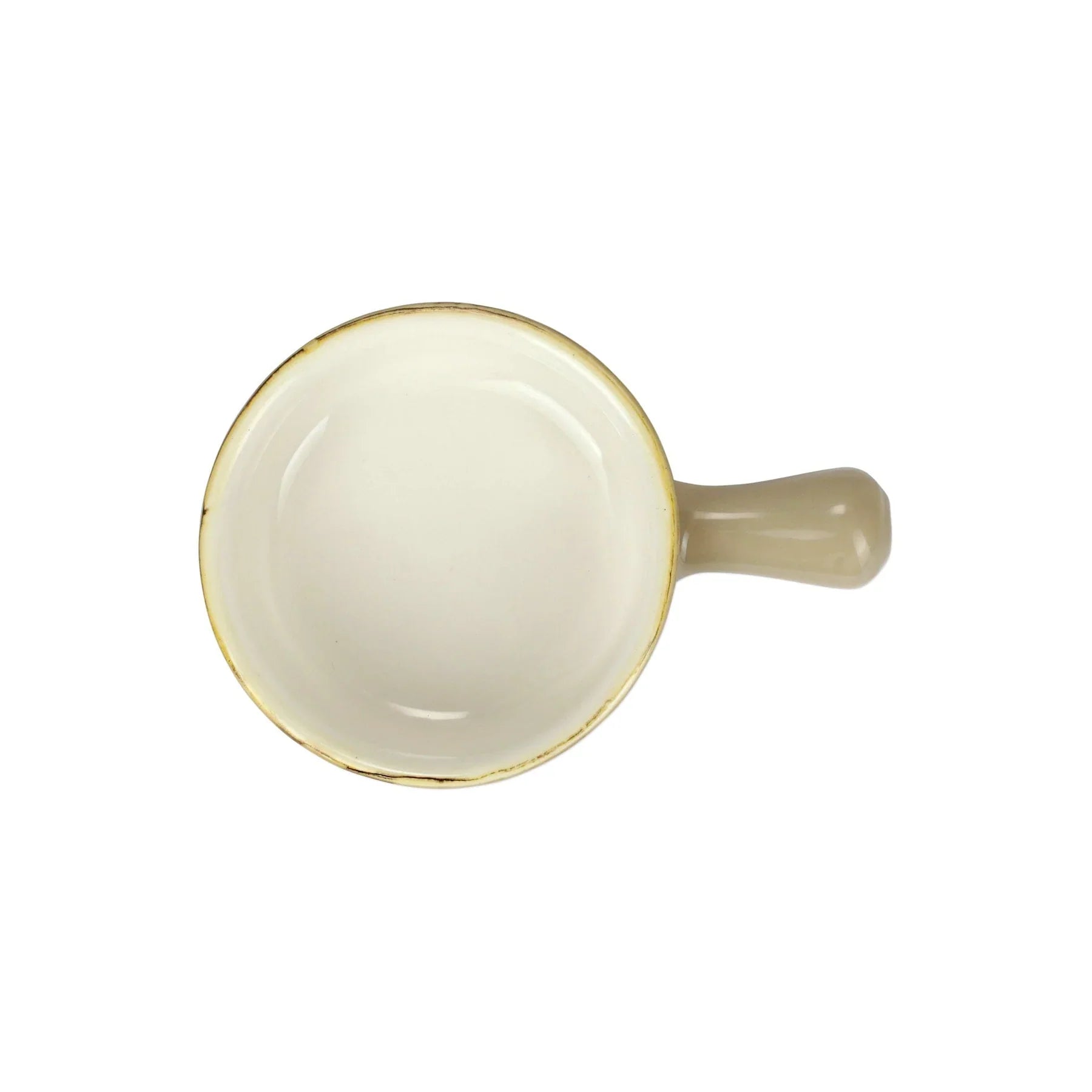  Vietri Italian Bakers Small Round Baker with Large Handle - Cappucino - Bonton