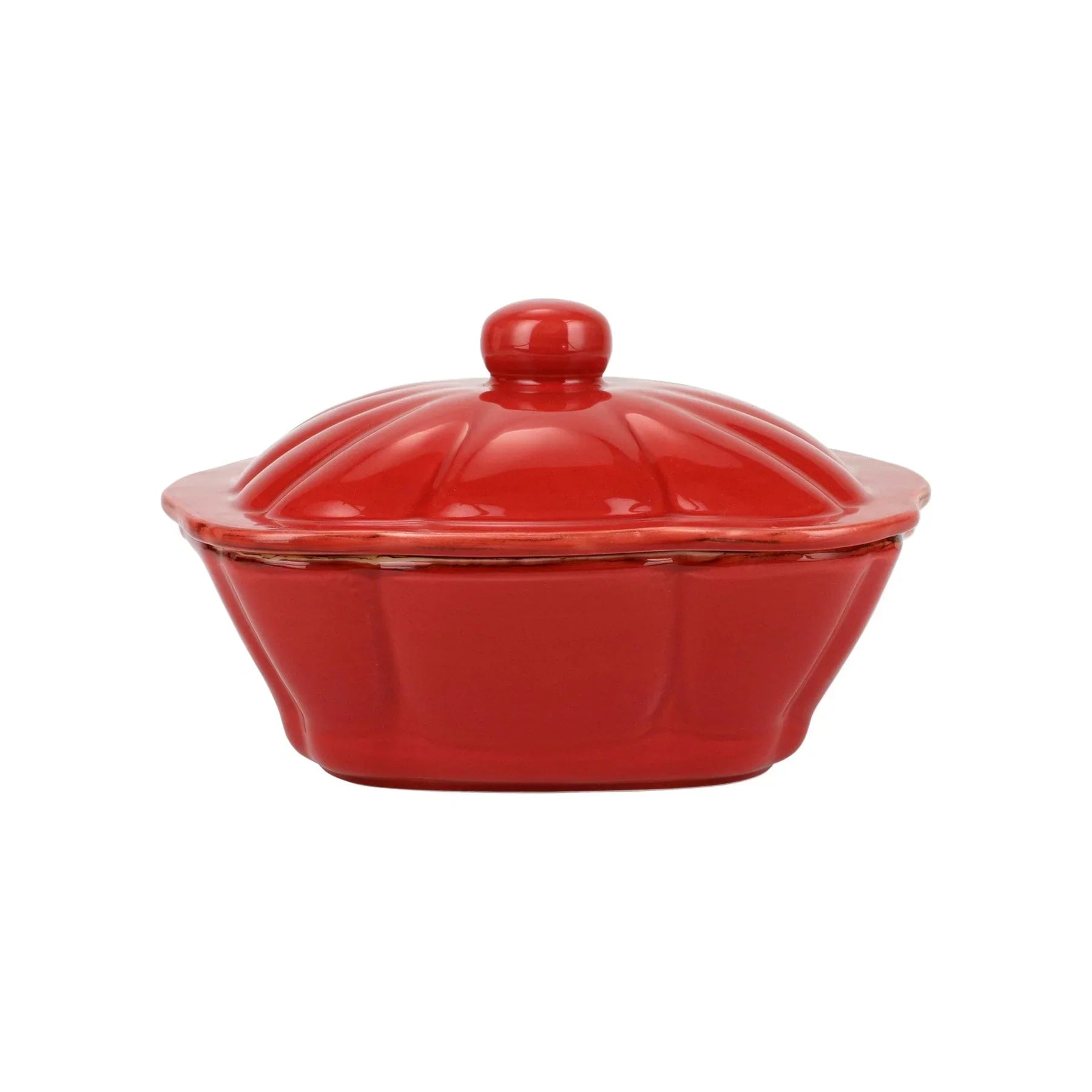  Vietri Italian Bakers Square Covered Casserole Dish - Red - Bonton