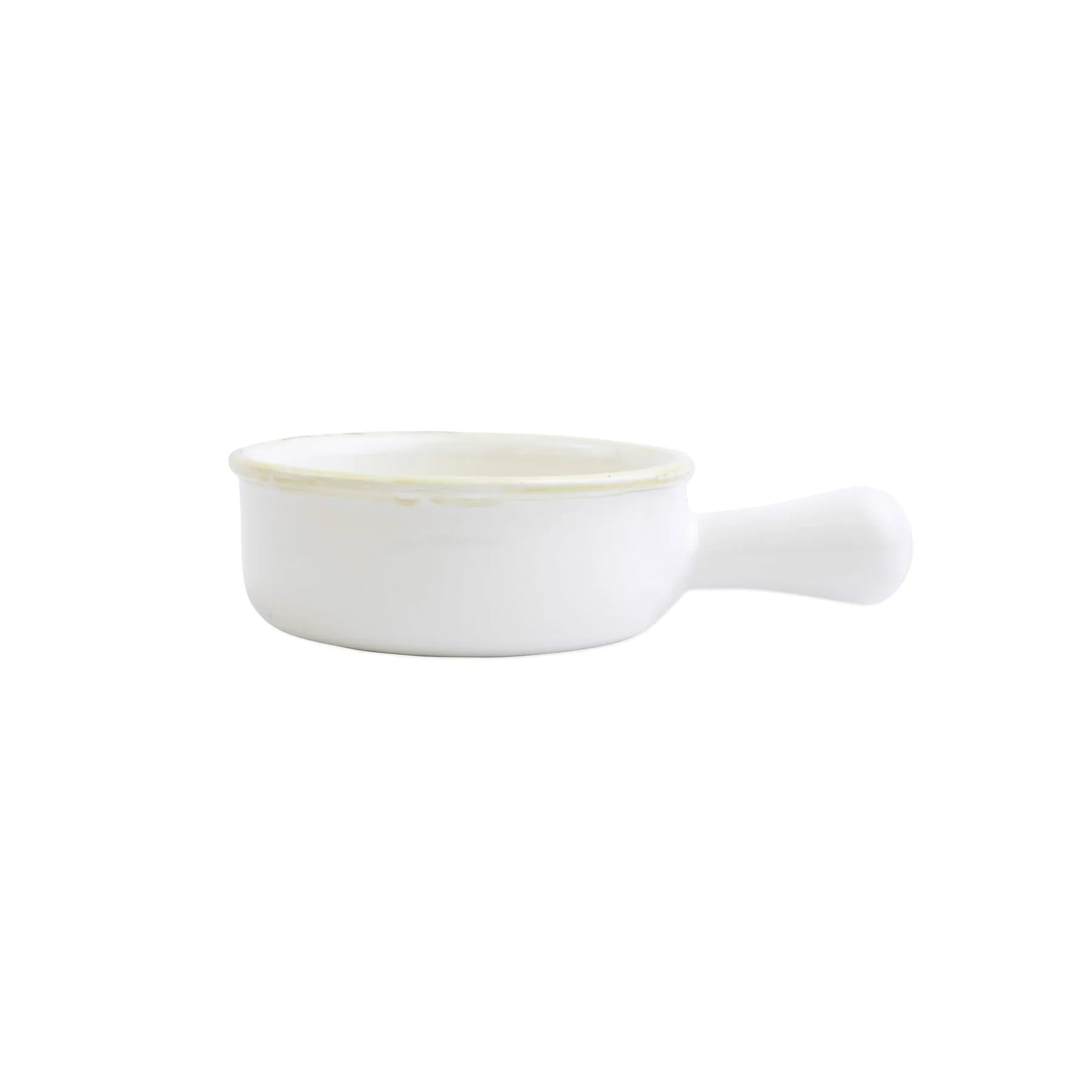  Vietri Italian Bakers Small Round Baker with Large Handle - White - Bonton