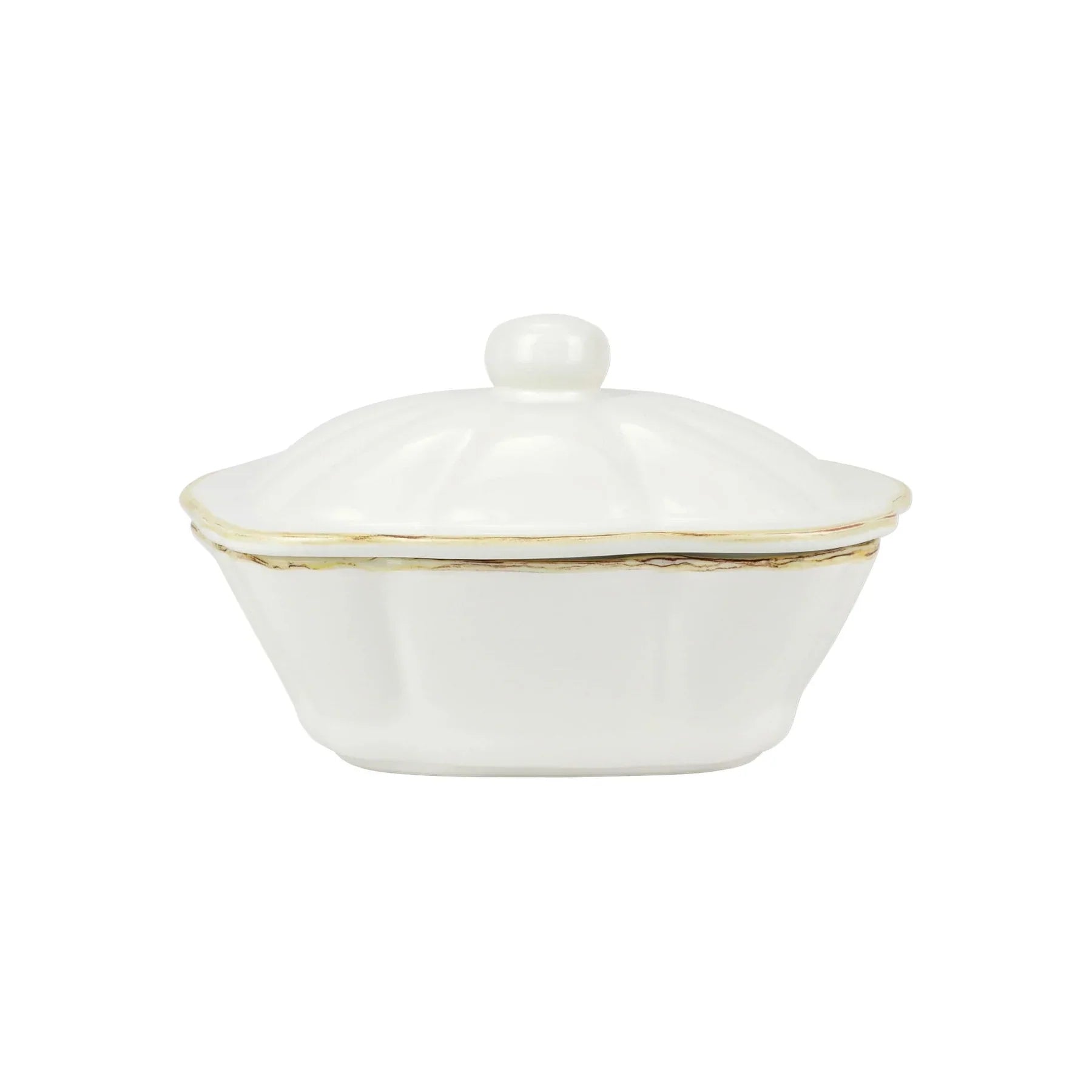  Vietri Italian Bakers Square Covered Casserole Dish - White - Bonton