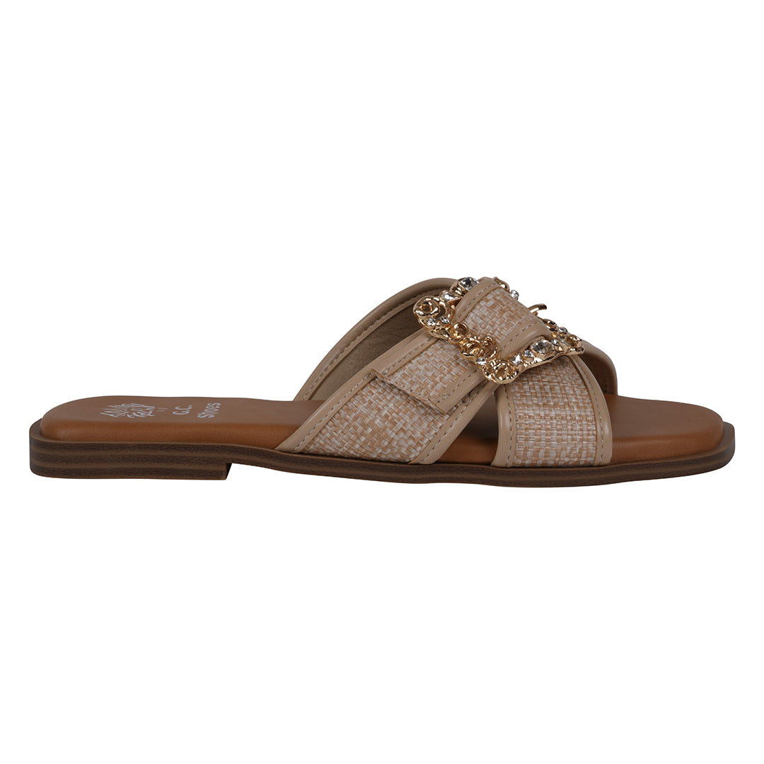  GC Shoes Women's Ivy Natural Woven Flat Sandals - Natural - Bonton