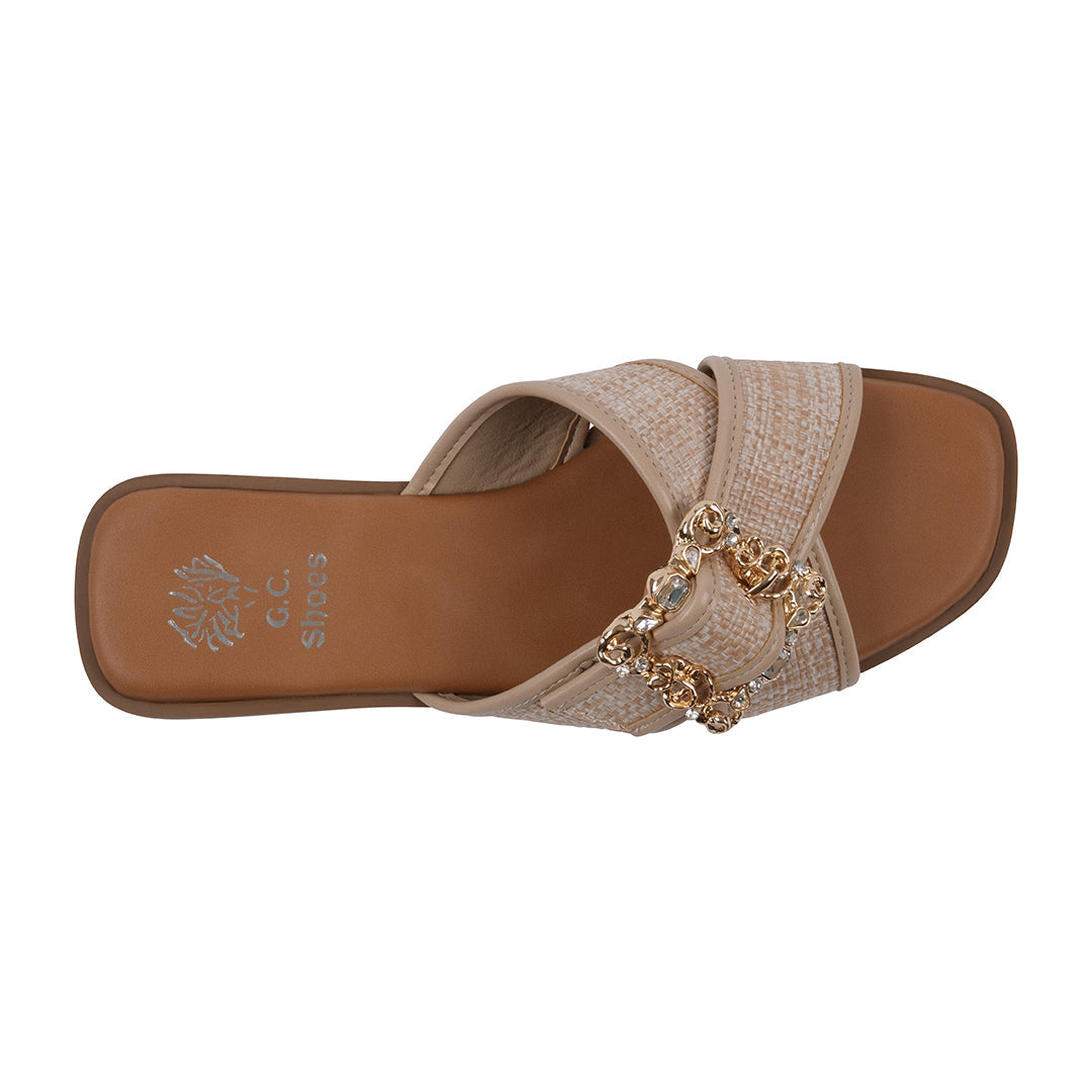  GC Shoes Women's Ivy Natural Woven Flat Sandals - Natural - Bonton