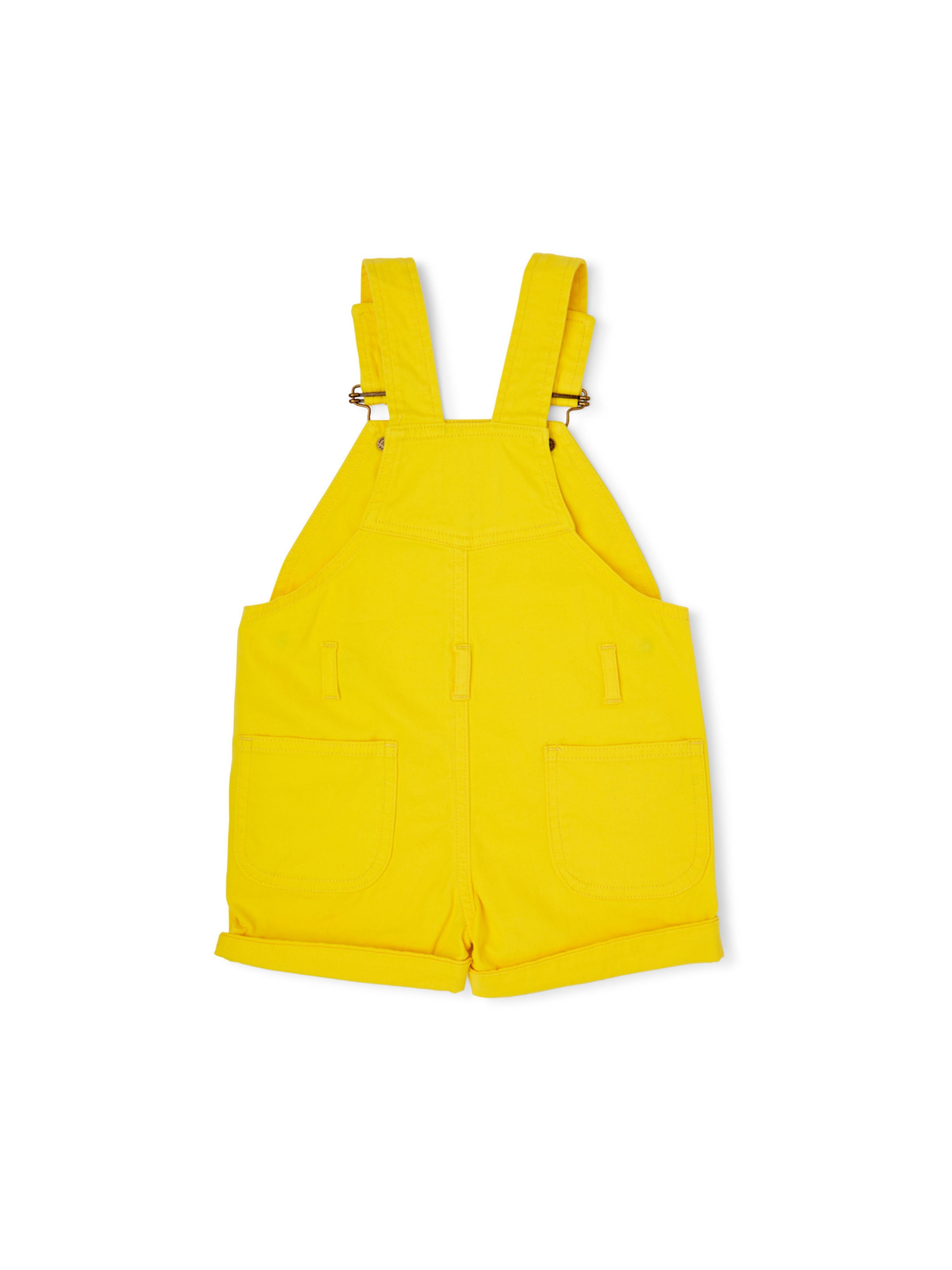  Dotty Dungarees Classic Summer Denim Overall Shorts - Yellow - Bonton