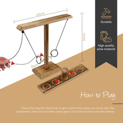 Ring Toss Game for Adults & Outdoor/Indoor Yard Games -Hook and Ring Interactive Game With Shot Ladders Bundle | Handmade Wooden Hook and Toss Games for Bars Party & Home