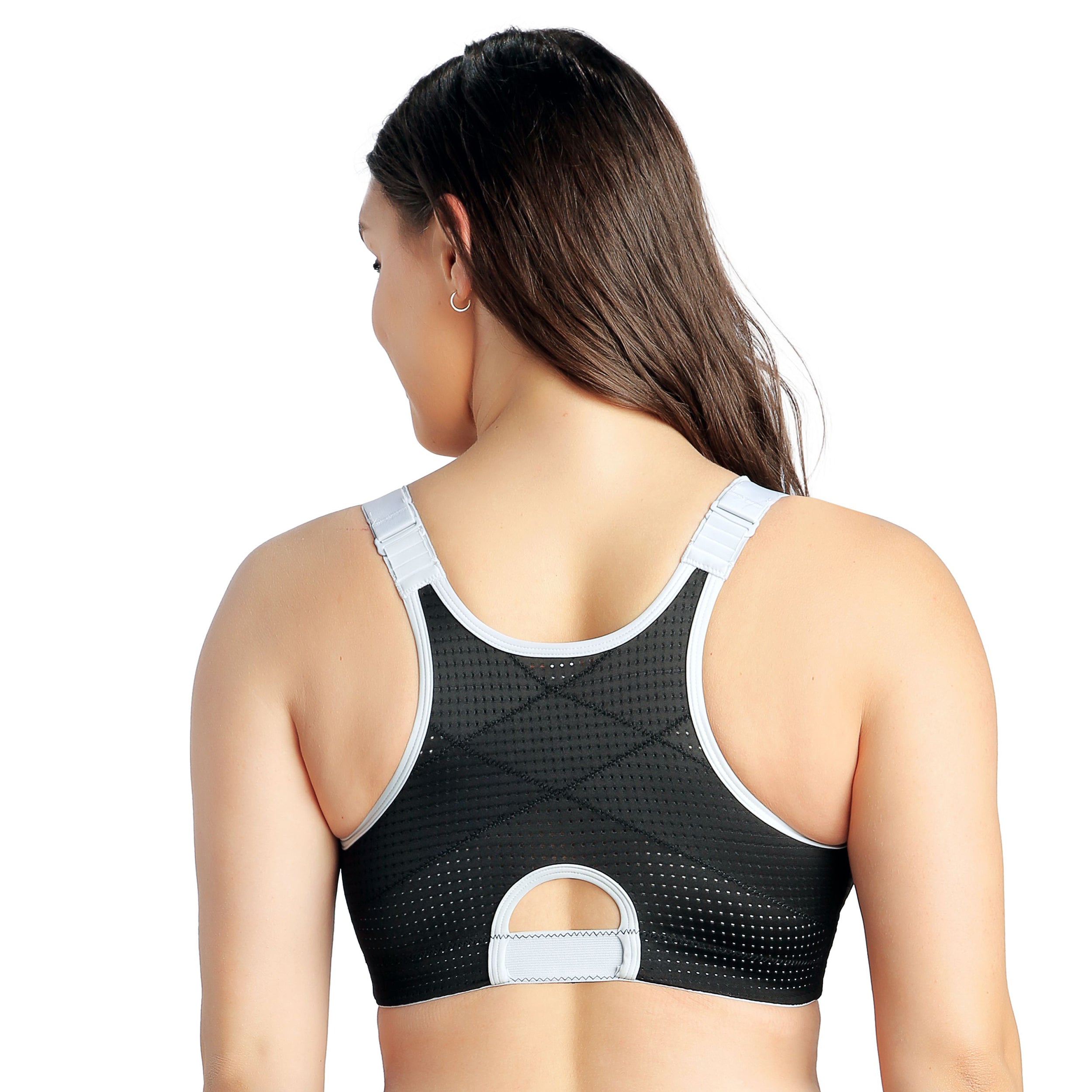  PARFAIT Wave Front Zipper Sports Bra - Black - Bonton