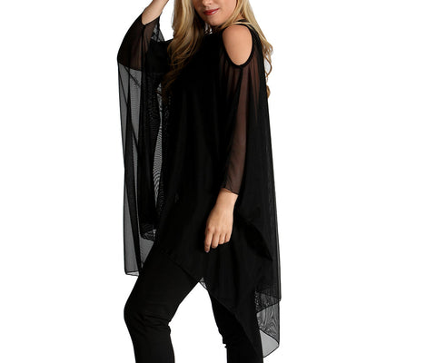 InstantFigure Sheer Mesh Coverup With Cut-Out Shoulders 33COTU