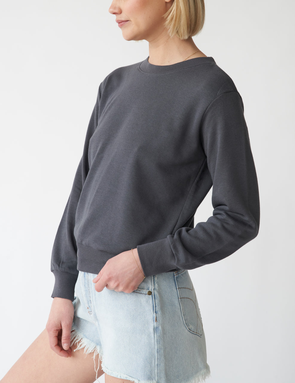  EB Earth Body Indie Classic fit Crewneck Pullover Sweatshirt - Raven - Bonton