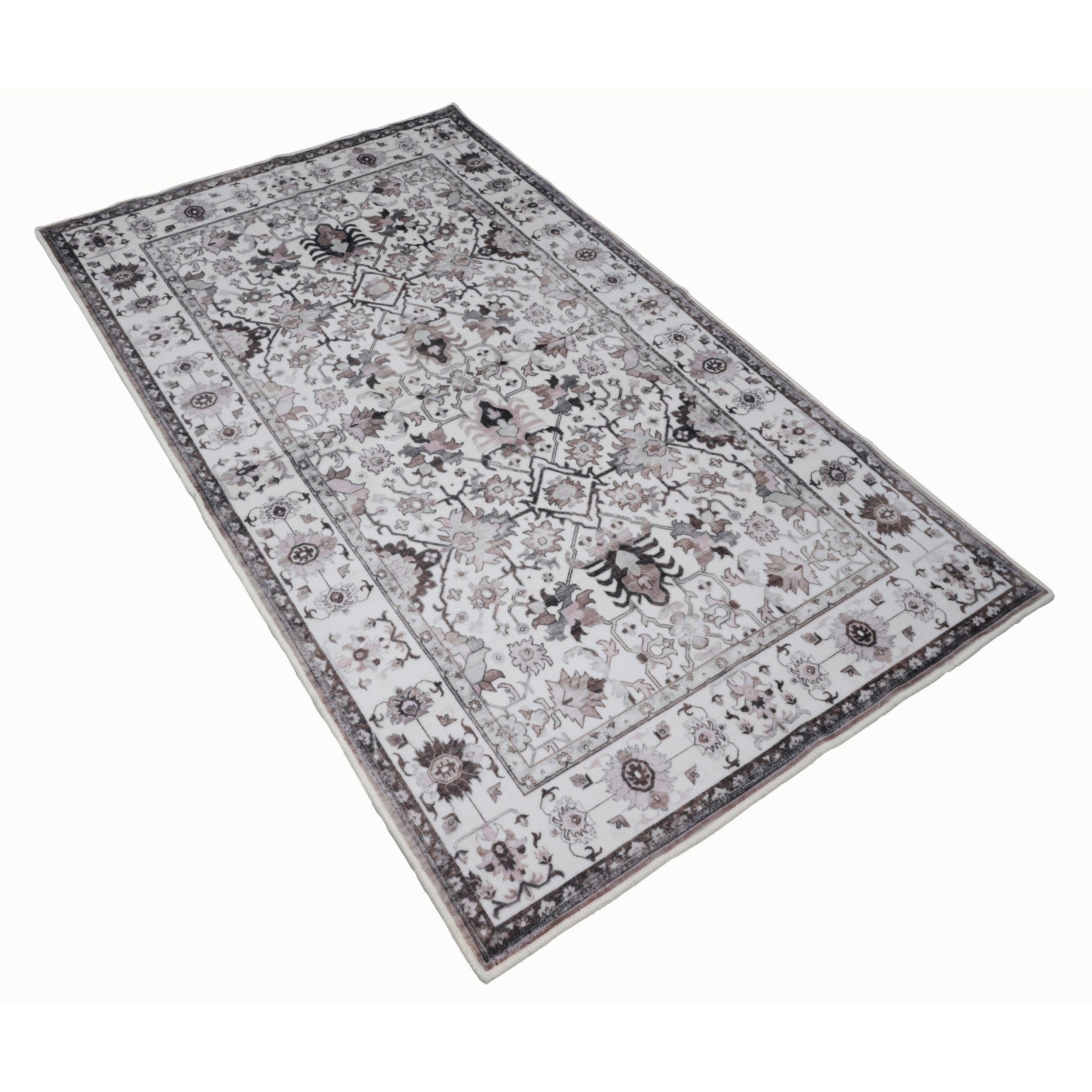  Bibb Home Bibb Home Washable Flannel Printed Area Rug With Latex Back 4x6 Ft - 4x6 ft - Bonton