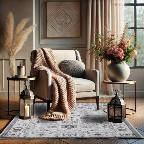 Bibb Home Washable Flannel Printed Accent Rug With Latex Back 1-2-Pack 20x30