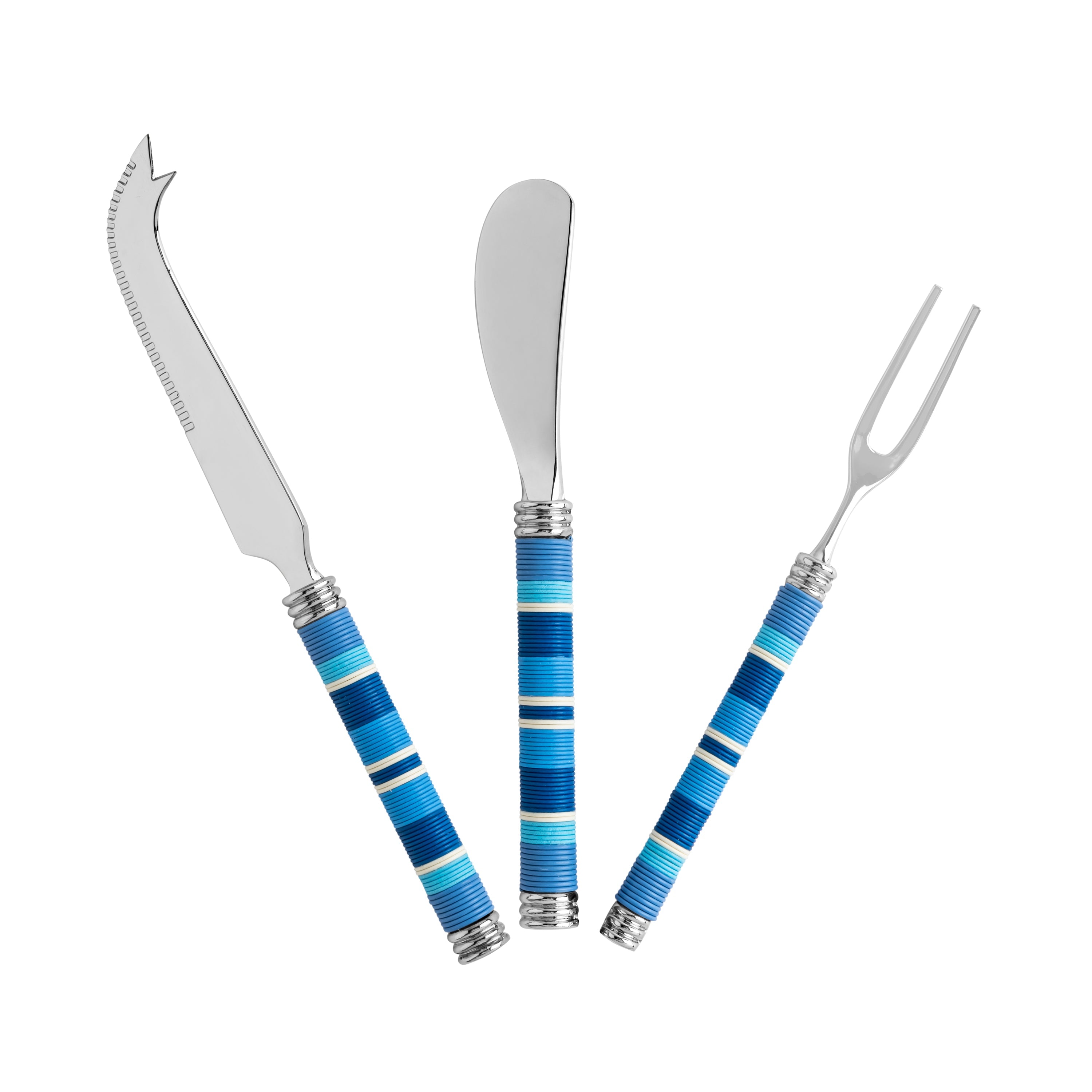  French Home Jubilee Cheese Knife, Spreader and Fork Set - Shades of Denim - Default Title - Bonton