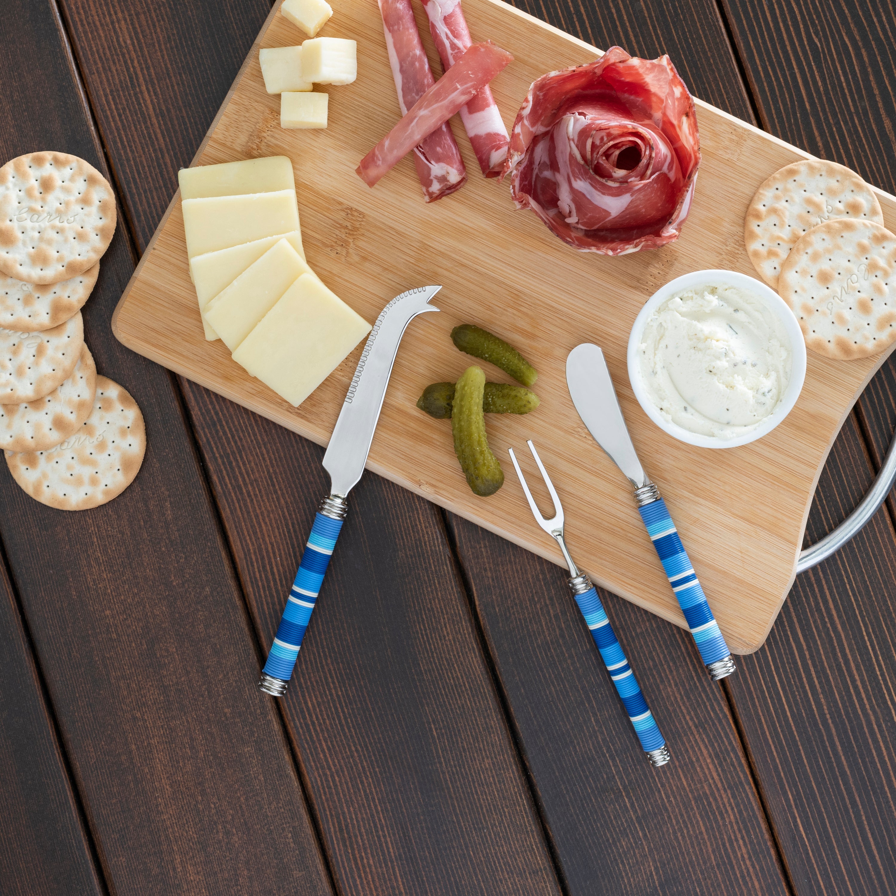  French Home Jubilee Cheese Knife, Spreader and Fork Set - Shades of Denim - Default Title - Bonton