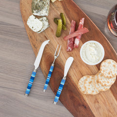Jubilee Cheese Knife, Spreader and Fork Set - Shades of Denim