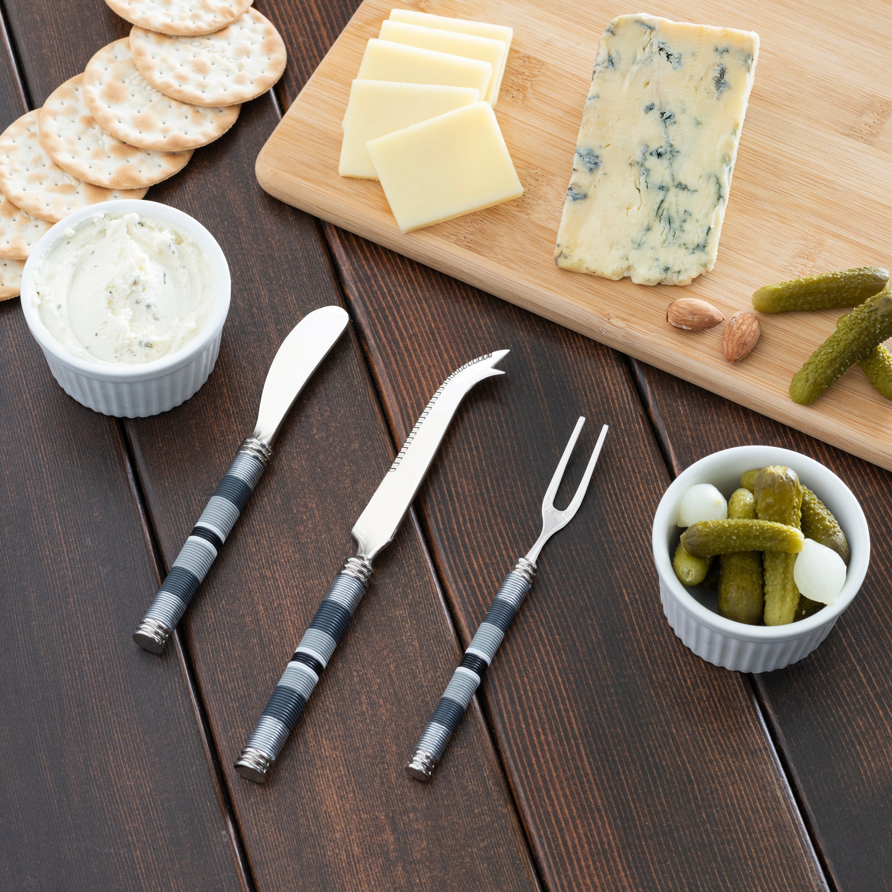  French Home Jubilee Cheese Knife, Spreader and Fork Set - Shades of Graphite - Default Title - Bonton