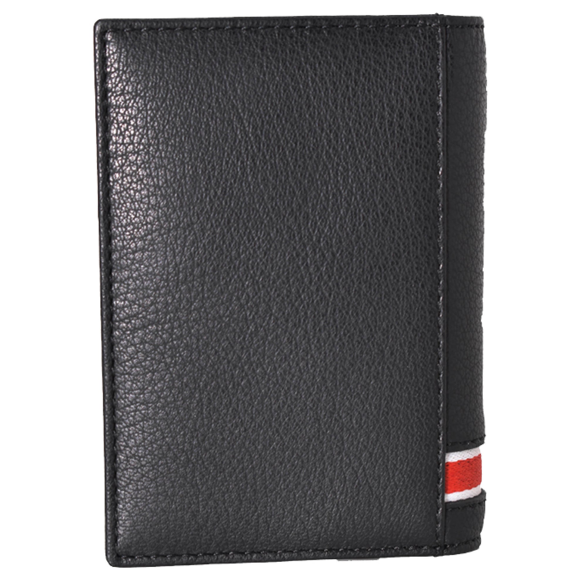  Jack Abrahams Leather Bi-fold Rifd Wallet with Flip ID Window Pocket 2 - Brown With Black Trim - Bonton