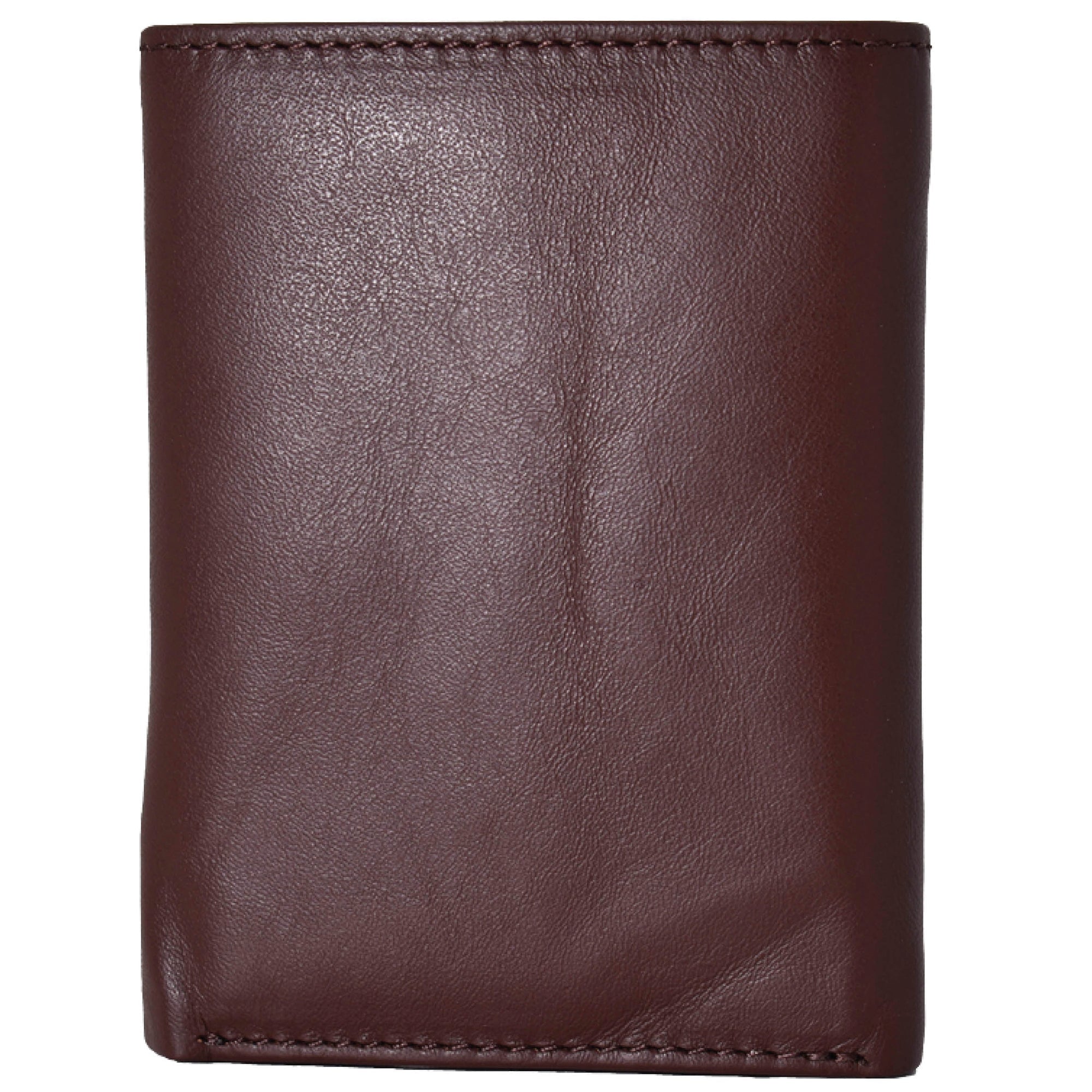  Jack Abrahams Leather Tri-fold RIFD Wallet with ID Window Pocket - Brown With Black Trim - Bonton